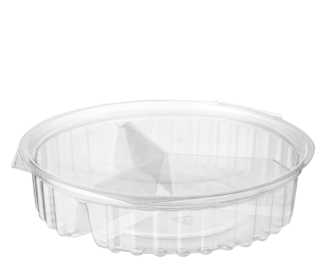 Clearview® 3 Compartment PET Bowls with Flat Lid 568ml / 20oz