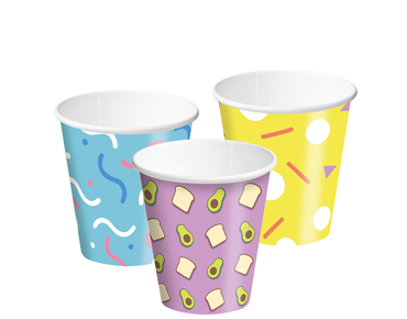 Combo Single Wall PE Coffee Cups 8oz 86mmØ Creative
