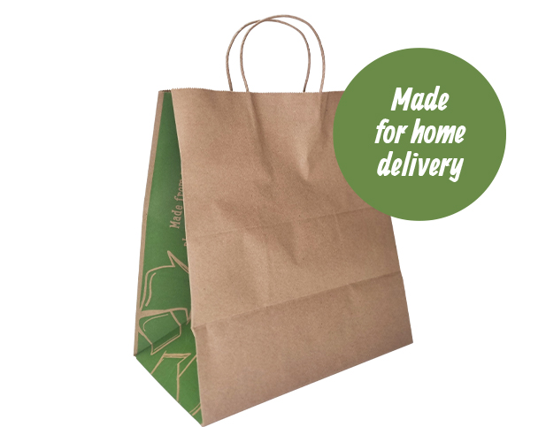 Carry Bags Twist Handles Delivery Kraft & Green 250ctn