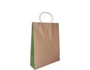 Carry Bags Twist Handles Small Kraft & Green 250ctn