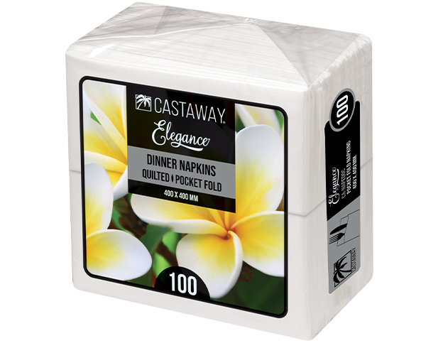 Elegance Dinner Napkins Pocket Fold White 400x400mm