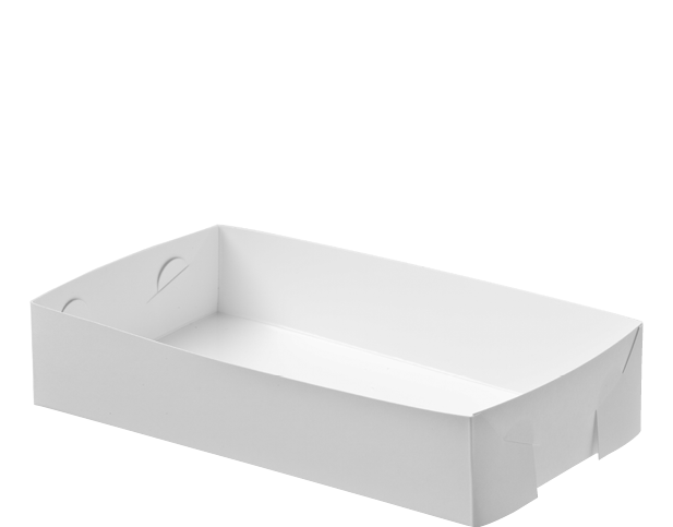 Folding White Paper Food Trays / Medium