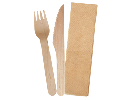 Envirocutlery Pack - Wooden Knife, Fork & Brown Napkin