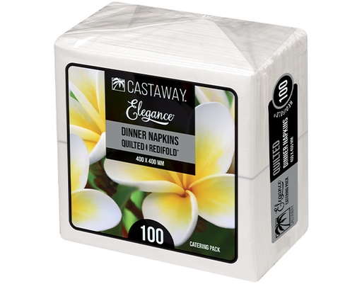 [CA-NEDRFCP] Elegance Quilted Dinner Napkins Catering Pack RediFold White 400x400mm