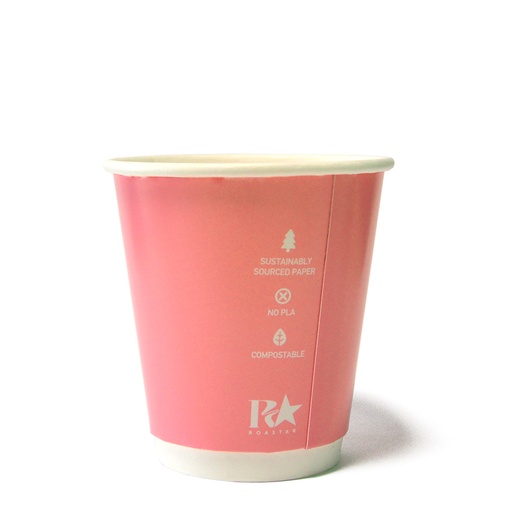 [RS-DW8SLD-PS1] 8oz (80mm Ø) Double Wall Coffee Cup - Pastel Pink