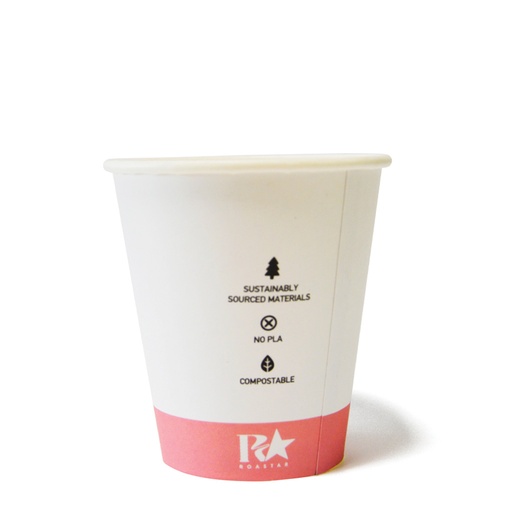 [RS-SW8SLD-PS1] 8oz (80mm Ø) Single Wall Coffee Cup - Pastel Pink