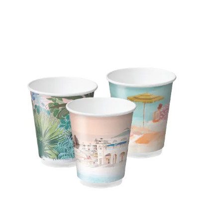 [CA-DW8D-CR] Combo Double Wall Aqueous Coated Coffee Cup 8oz 86mmØ Creative