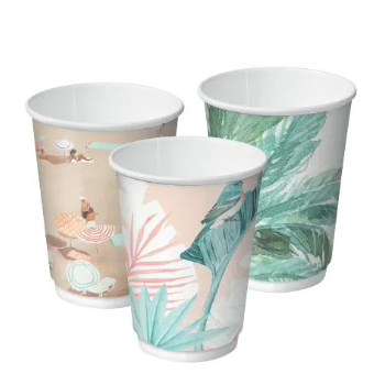 [CA-DW12D-CR] Combo Double Wall Aqueous Coated Coffee Cup 12oz 86mmØ Creative