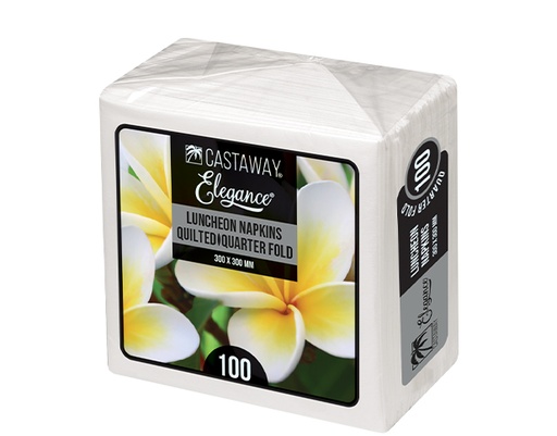 [CA-NAPELCHW] Elegance Luncheon Napkins Quarter Fold White 300x300mm