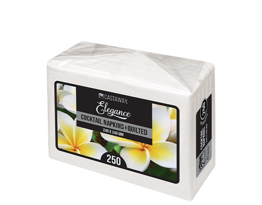 [CA-NAPECKTW] Elegance Cocktail Napkins Quarter Fold White 240x240mm