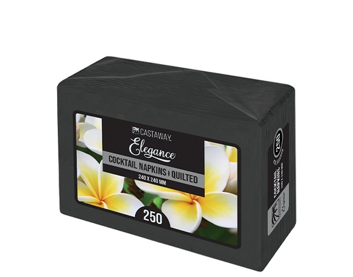 [CA-NAPECKTBLK] Elegance Cocktail Napkins Quarter Fold Black 240x240mm